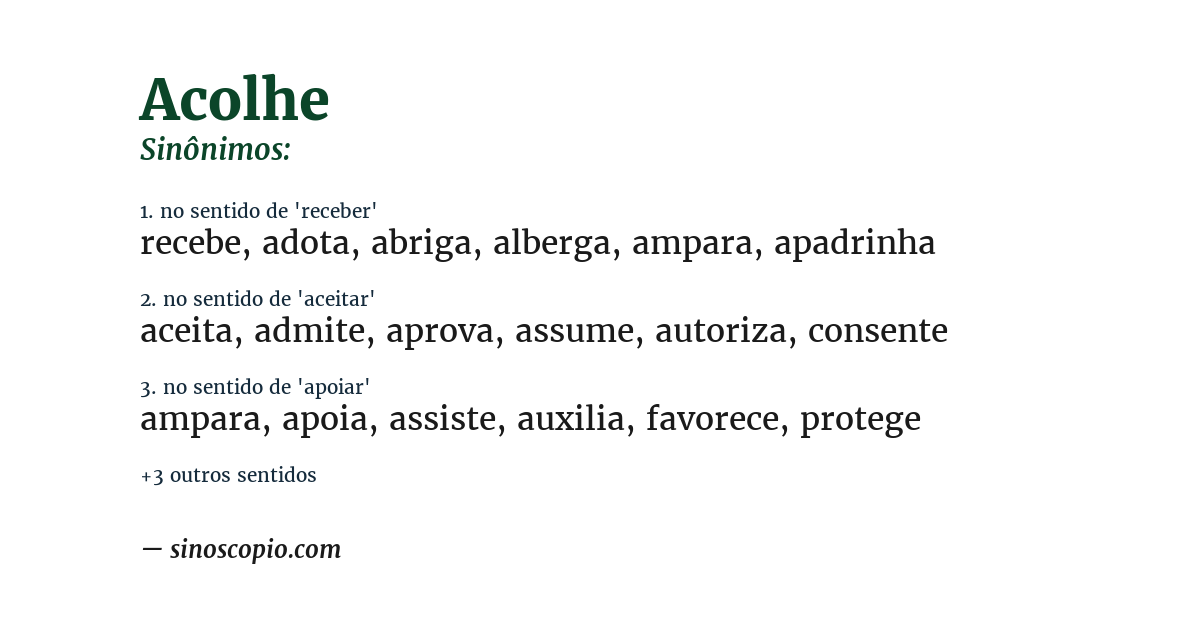 Sinônimo de acolhe