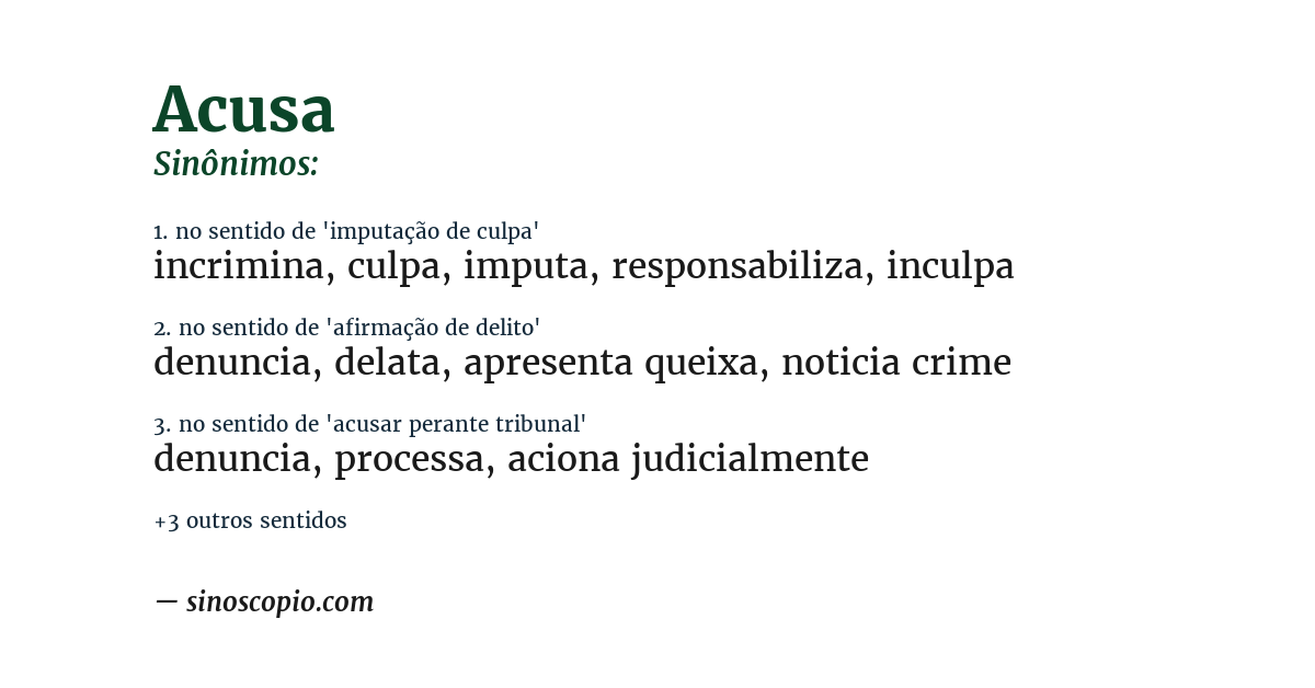 Sinônimo de acusa
