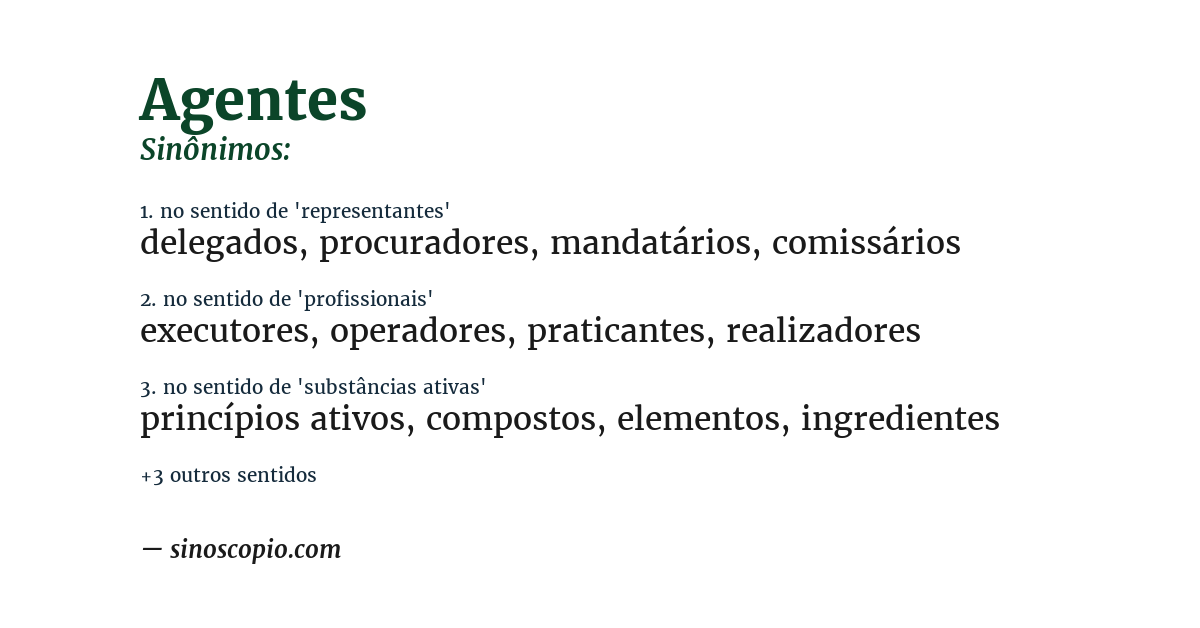 Sinônimo de agentes