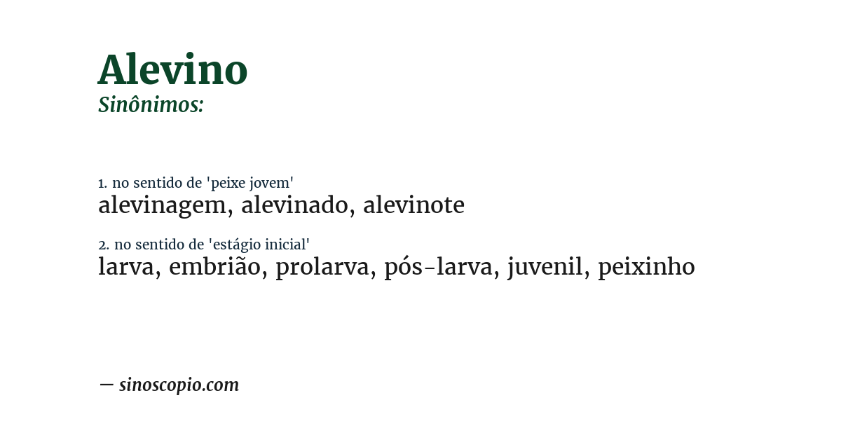 Sinônimo de alevino