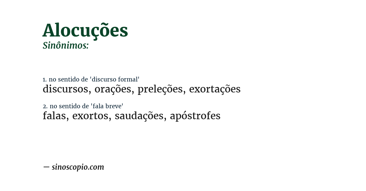 Sinônimo de alocuções