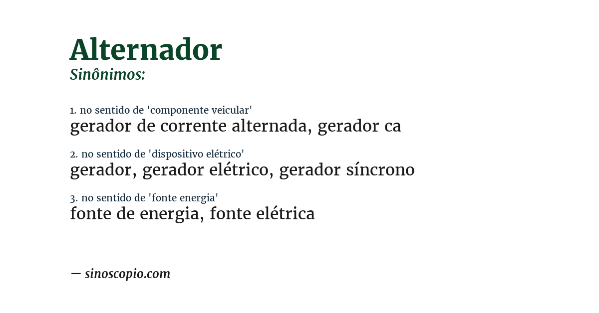 Sinônimo de alternador