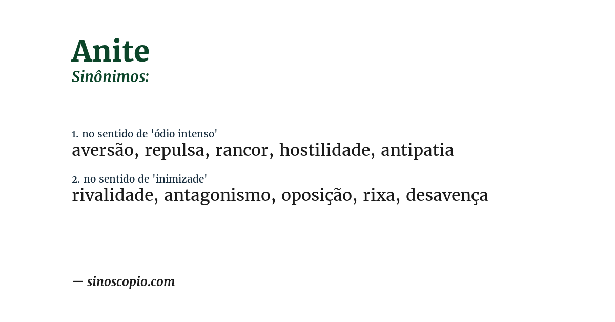 Sinônimo de anite