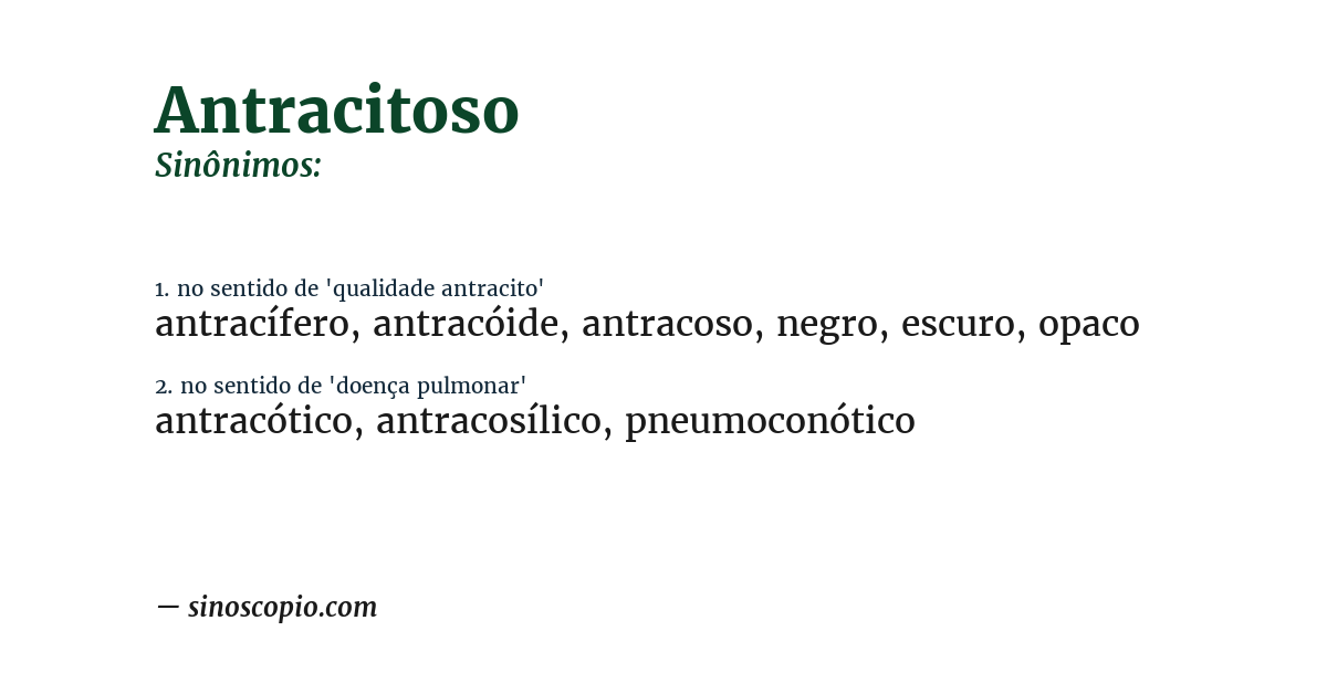 Sinônimo de antracitoso