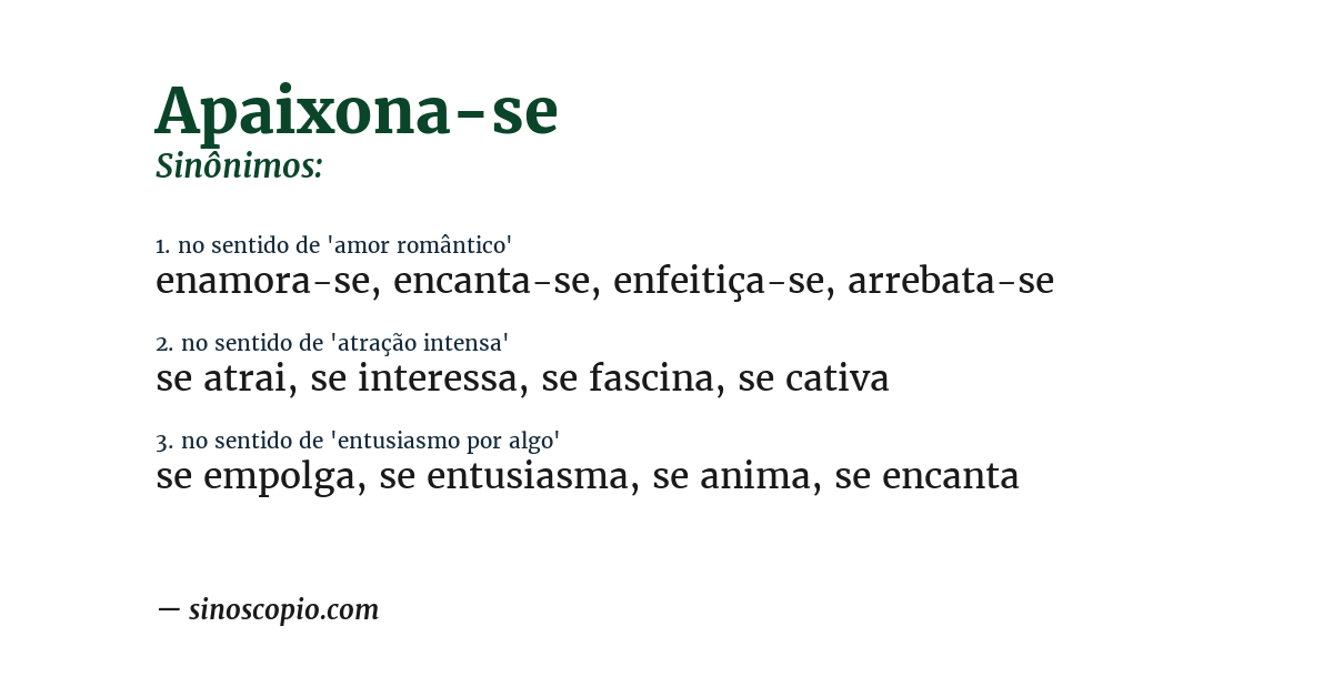 Sinônimo de apaixona-se