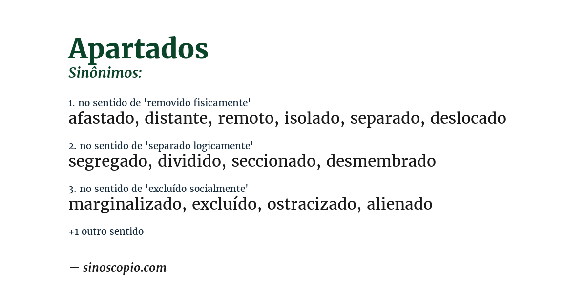 Sinônimo de apartados