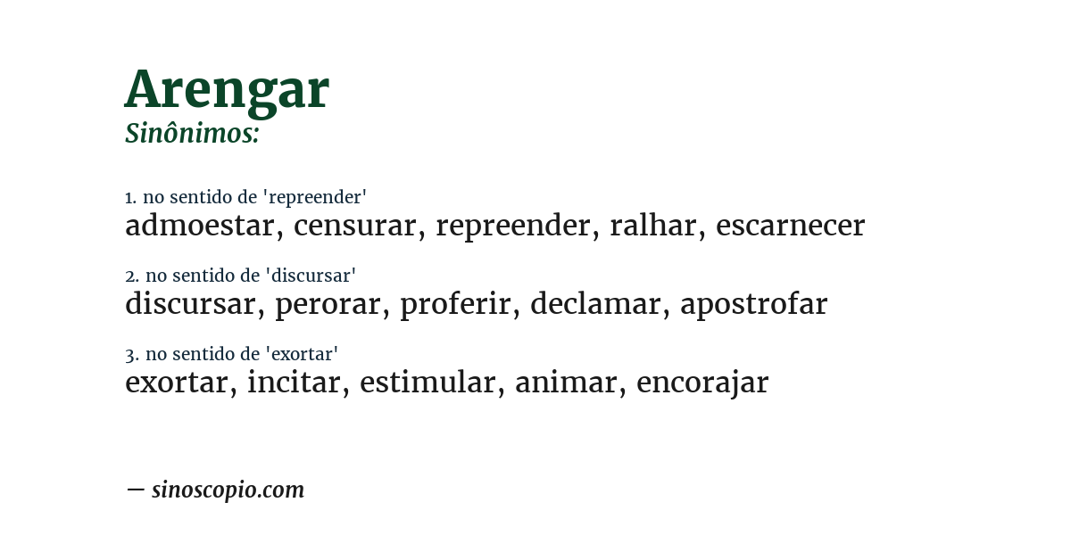 Sinônimo de arengar