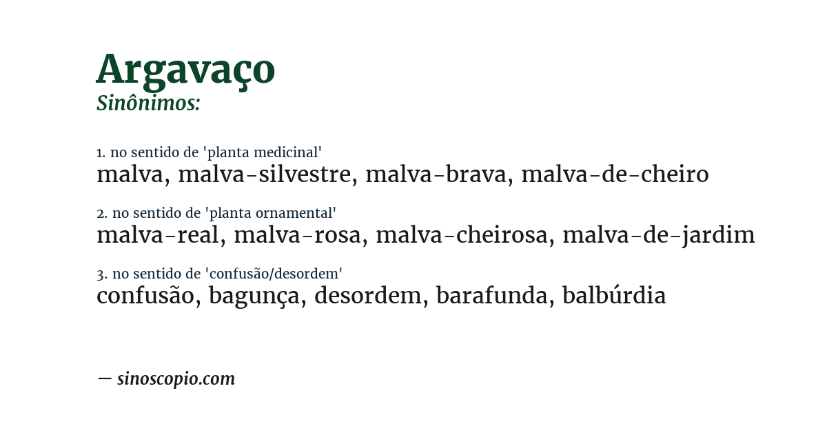 Sinônimo de argavaço