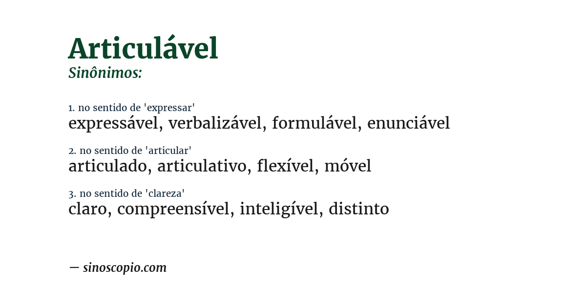 Sinônimo de articulável