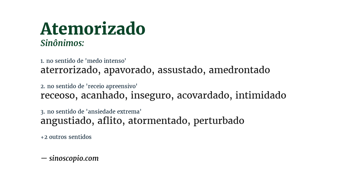 Sinônimo de atemorizado