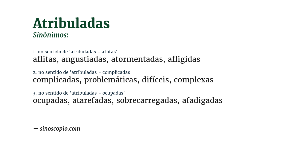 Sinônimo de atribuladas