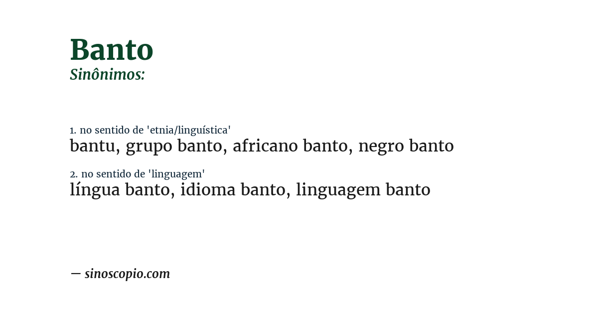 Sinônimo de banto
