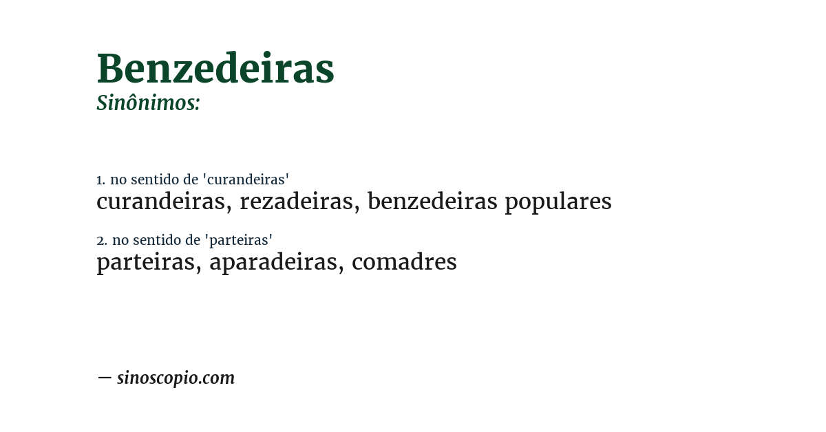 Sinônimo de benzedeiras