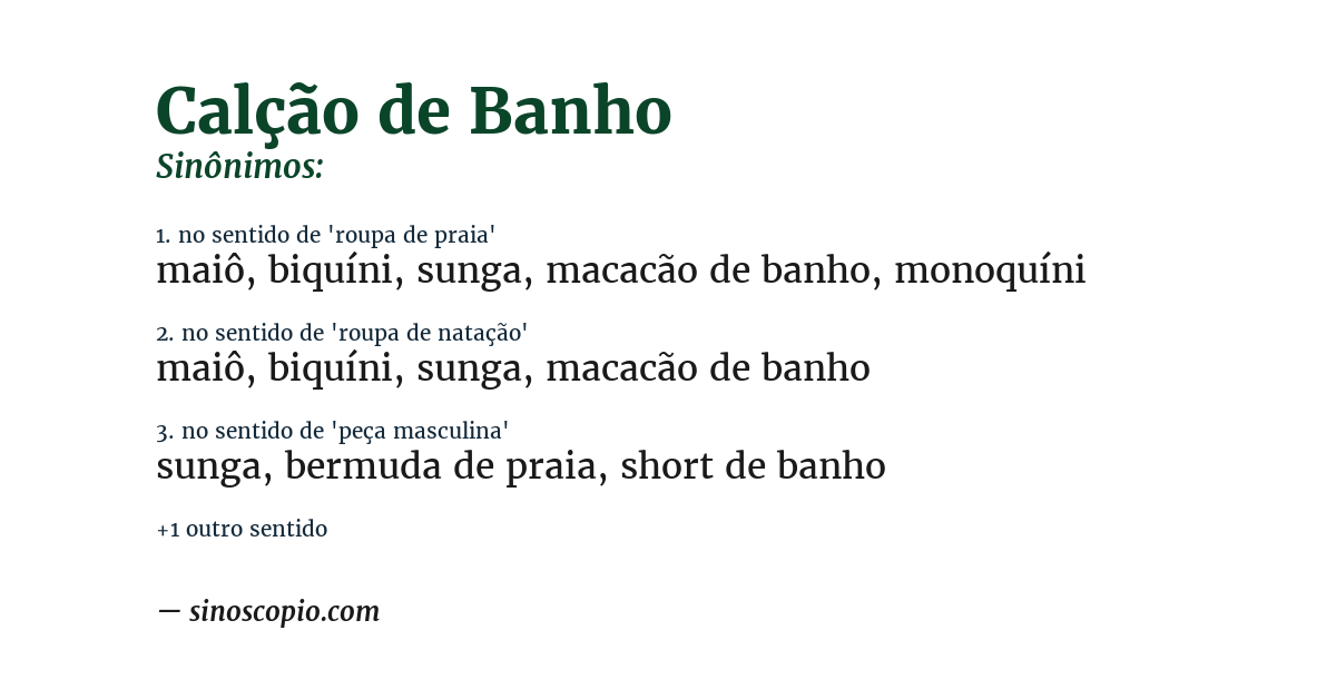 Sinônimo de calção de banho