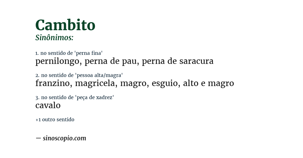 Sinônimo de cambito