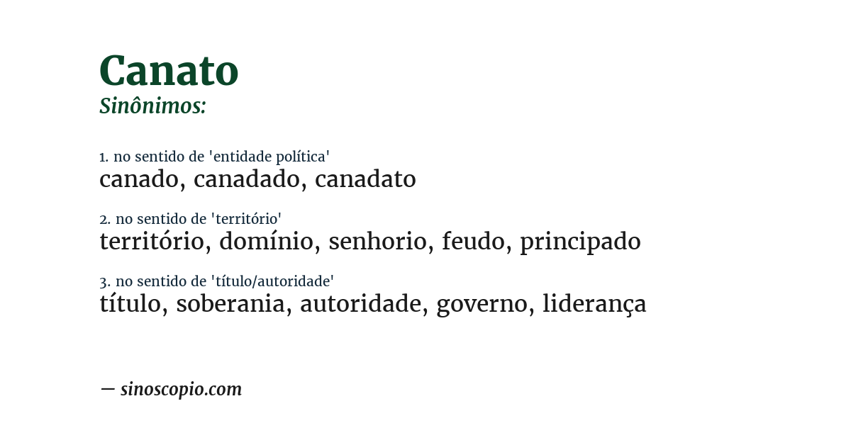 Sinônimo de canato