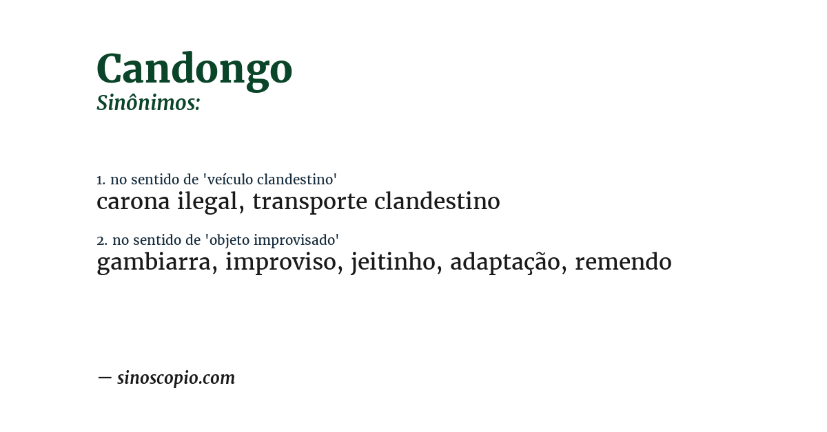 Sinônimo de candongo