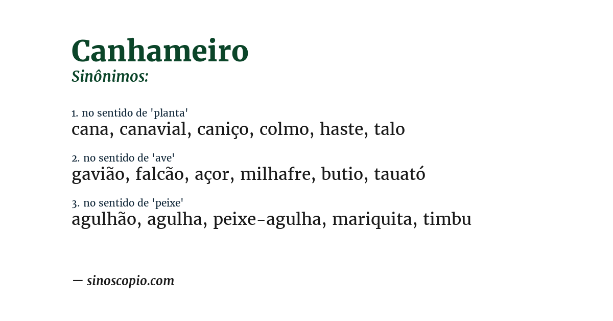 Sinônimo de canhameiro