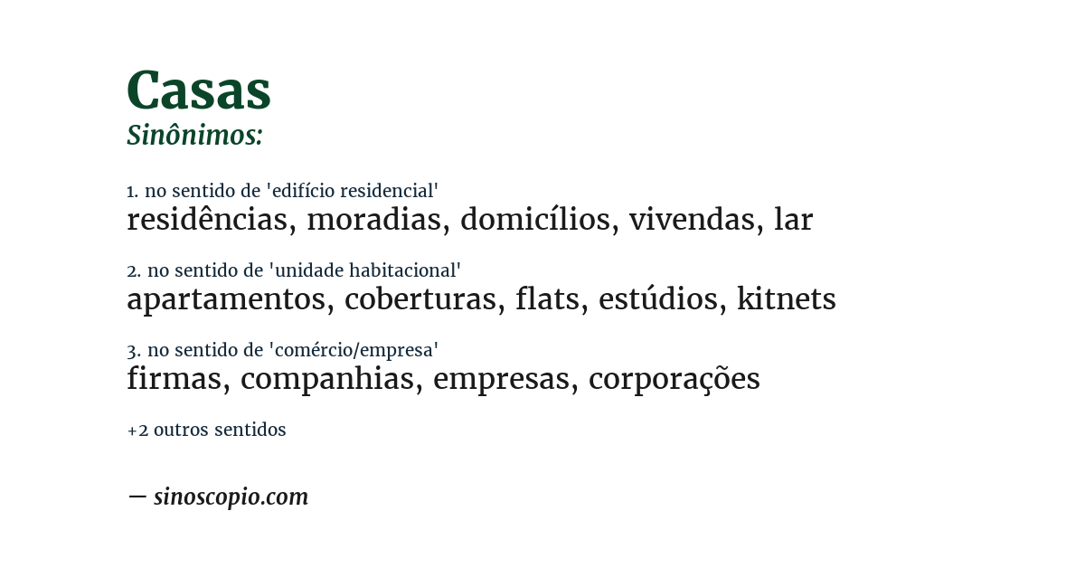 Sinônimo de casas