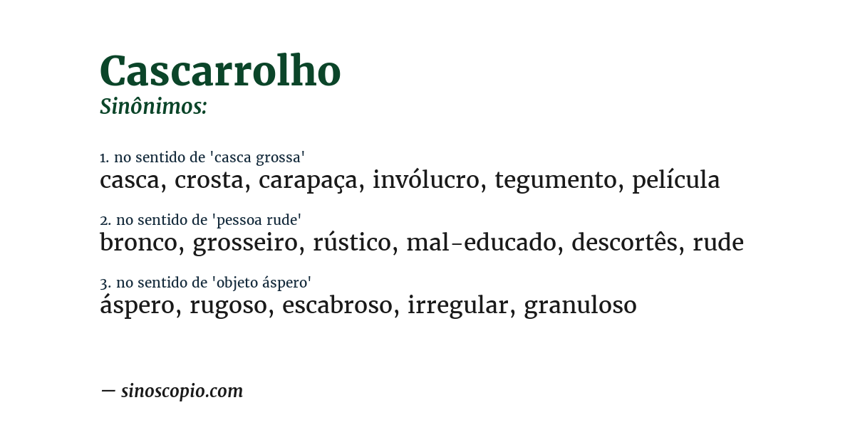 Sinônimo de cascarrolho