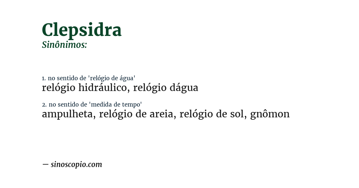 Sinônimo de clepsidra