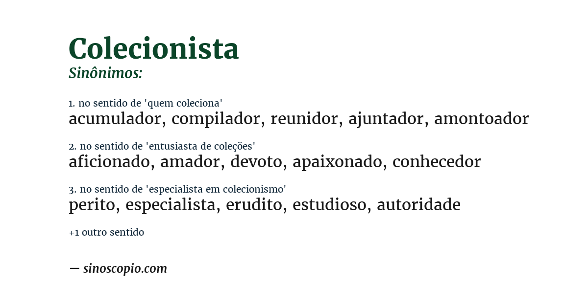 Sinônimo de colecionista