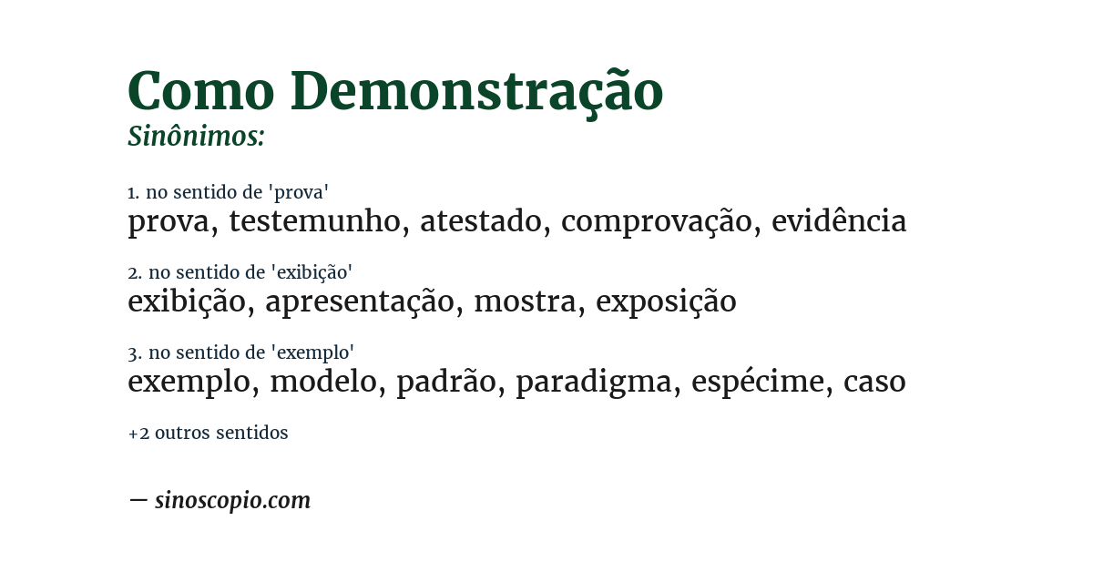 Sinônimo de como demonstração