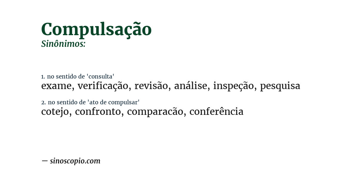 Sinônimo de compulsação