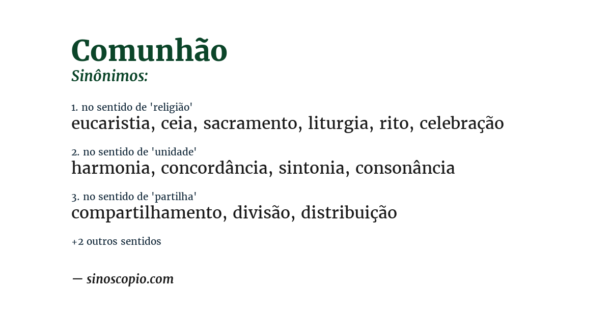 Sinônimo de comunhão