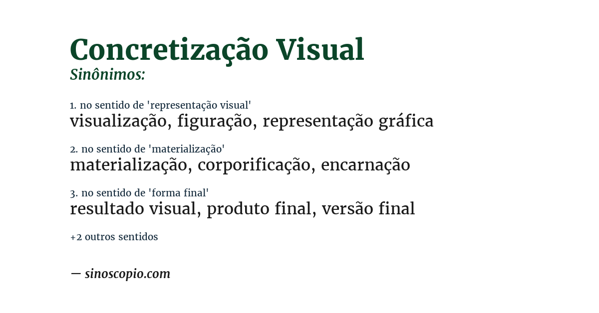 Sinônimo de concretização visual