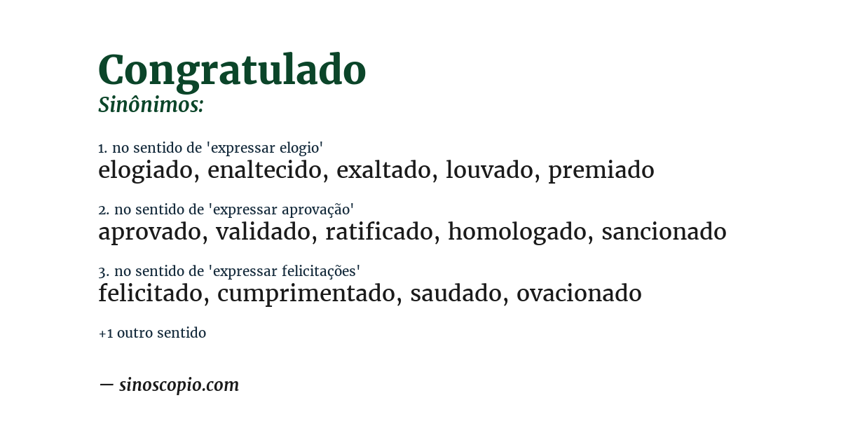 Sinônimo de congratulado