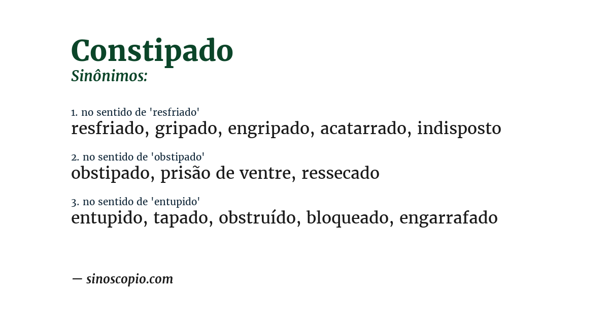 Sinônimo de constipado