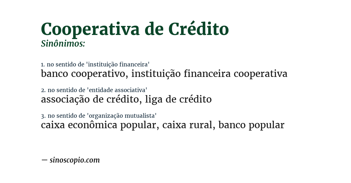 Sinônimo de cooperativa de crédito