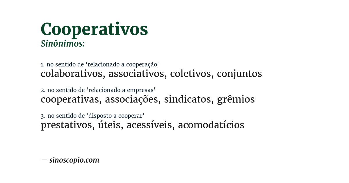 Sinônimo de cooperativos