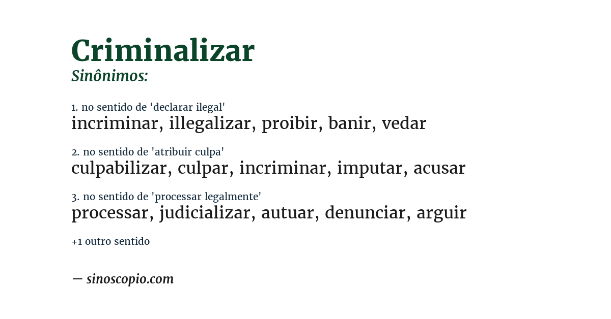 Sinônimo de criminalizar