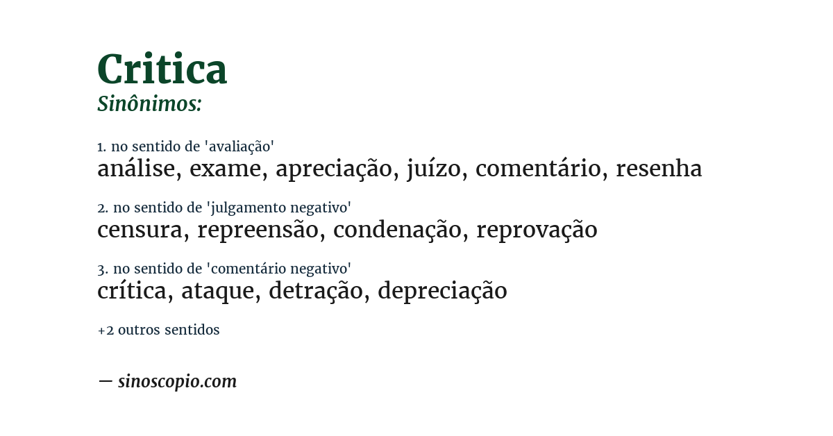 Sinônimo de critica