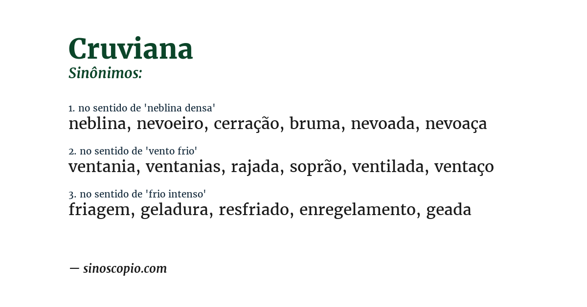 Sinônimo de cruviana