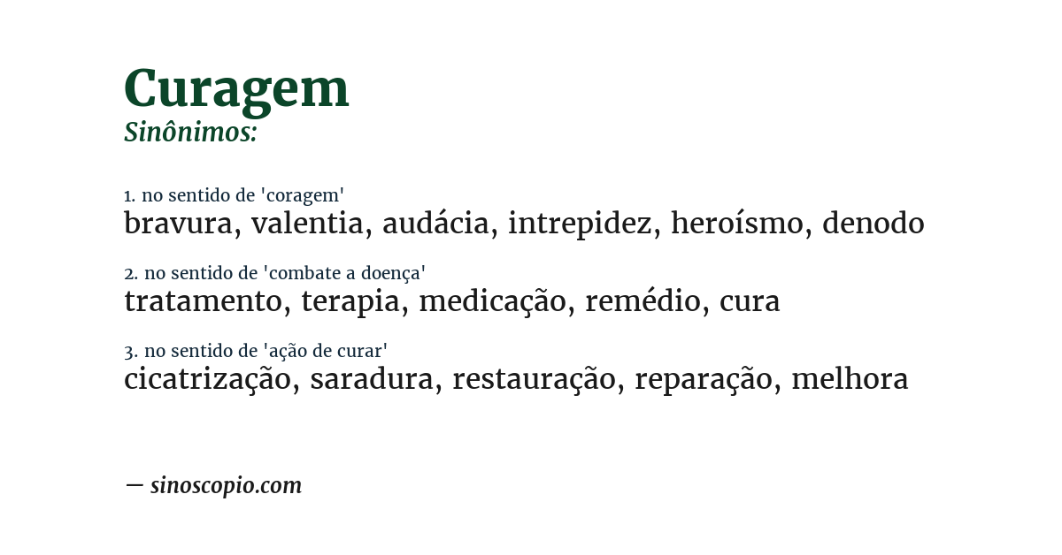 Sinônimo de curagem