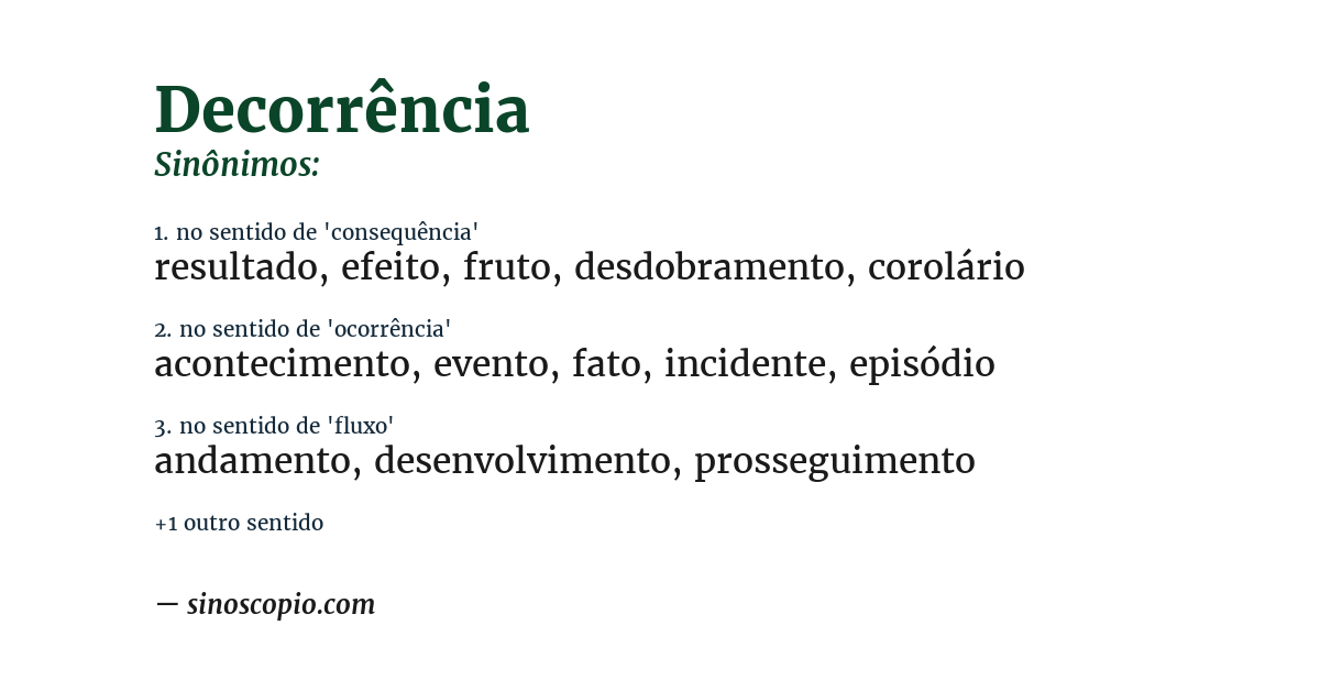 Sinônimo de decorrência