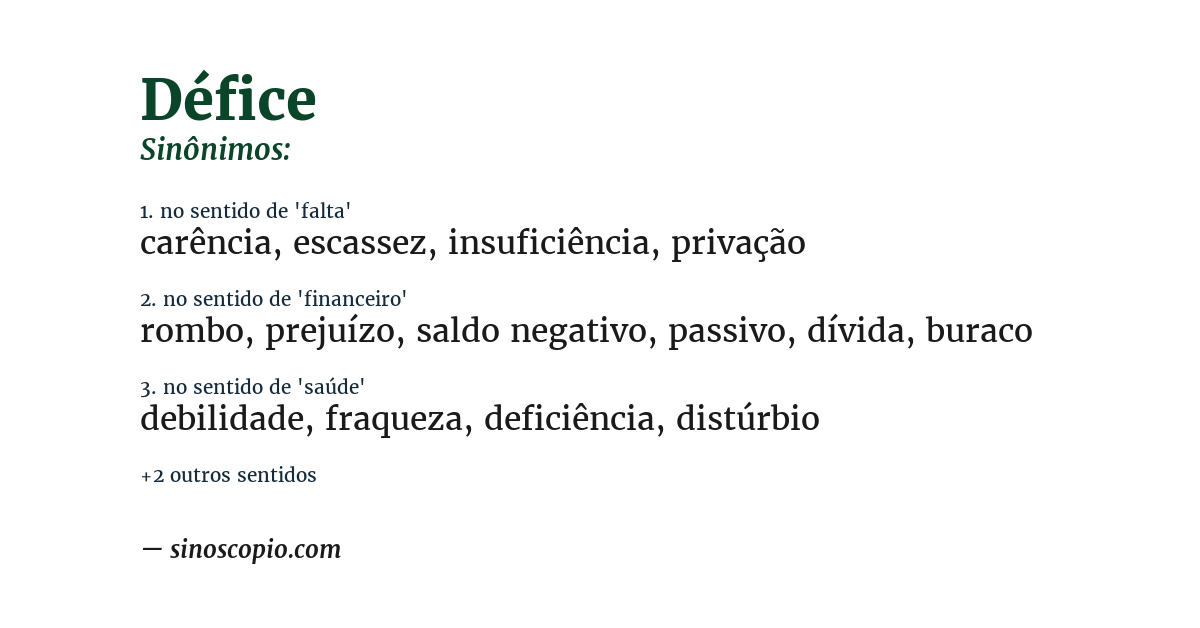 Sinônimo de défice