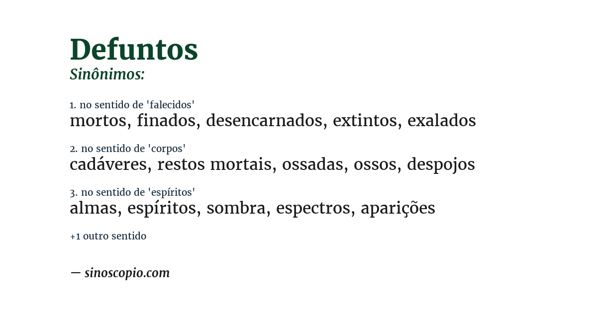 Sinônimo de defuntos