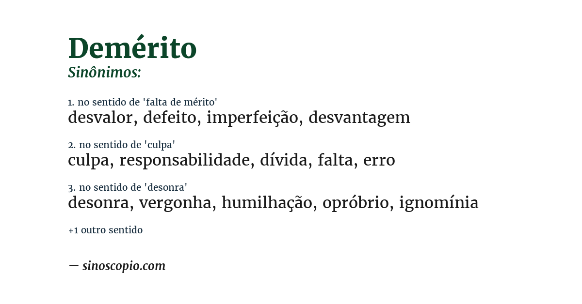 Sinônimo de demérito