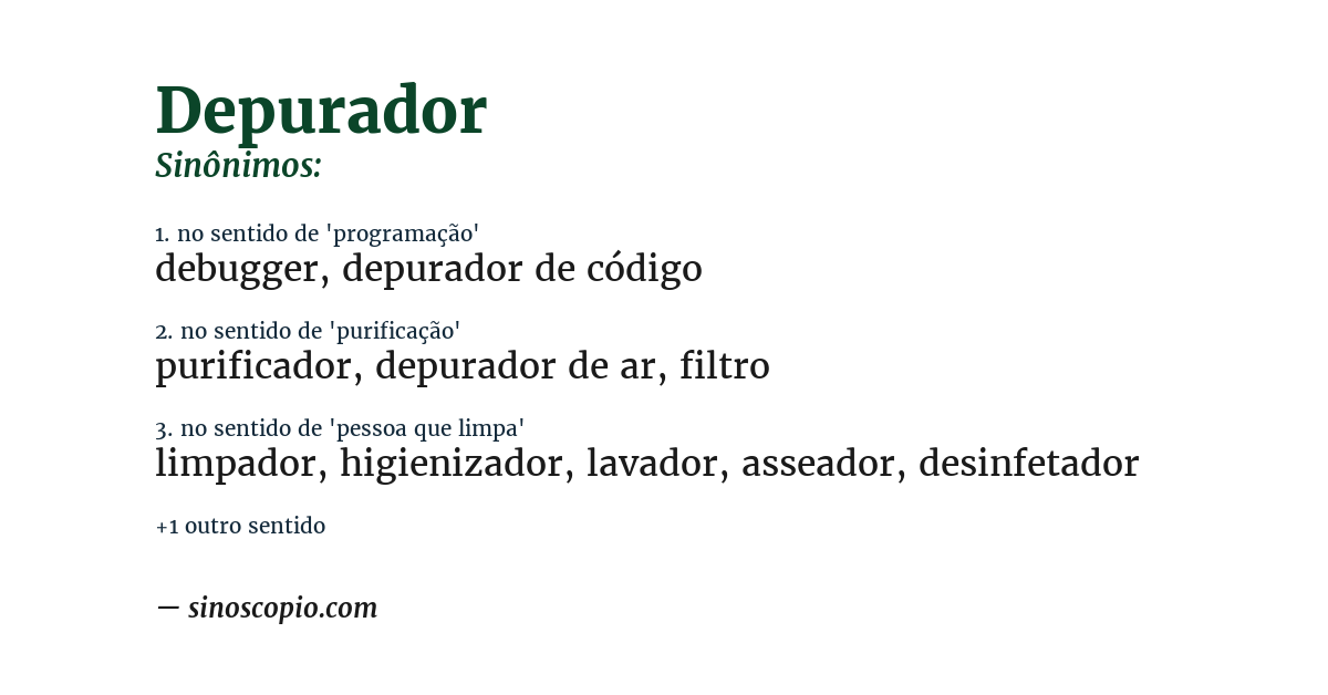 Sinônimo de depurador