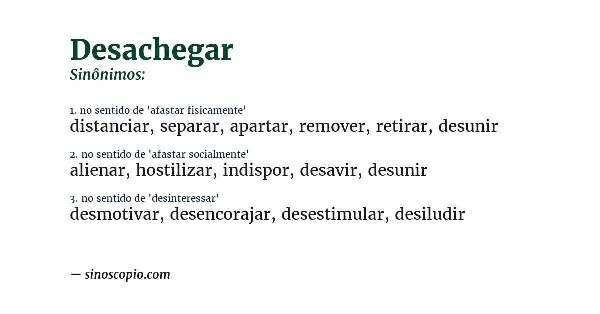 Sinônimo de desachegar