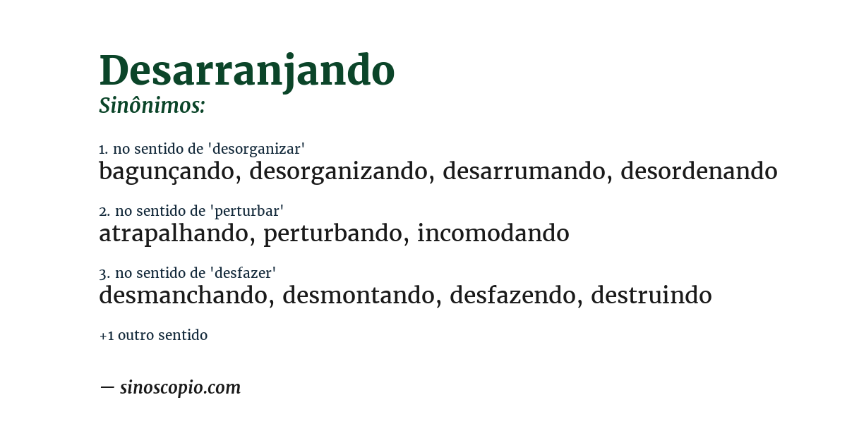 Sinônimo de desarranjando