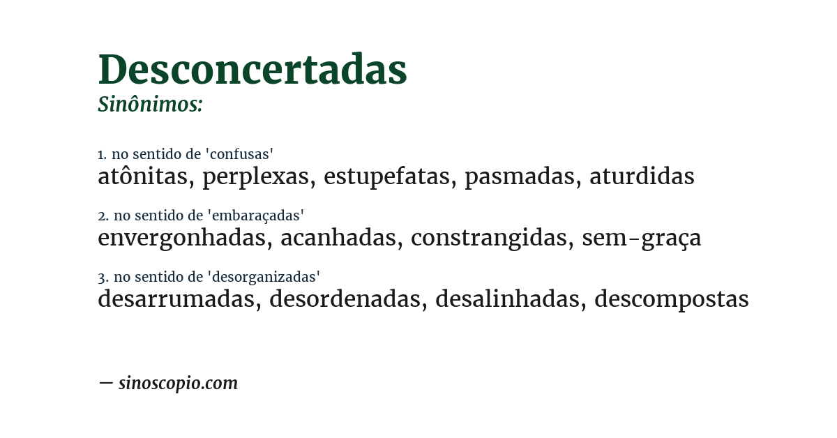 Sinônimo de desconcertadas