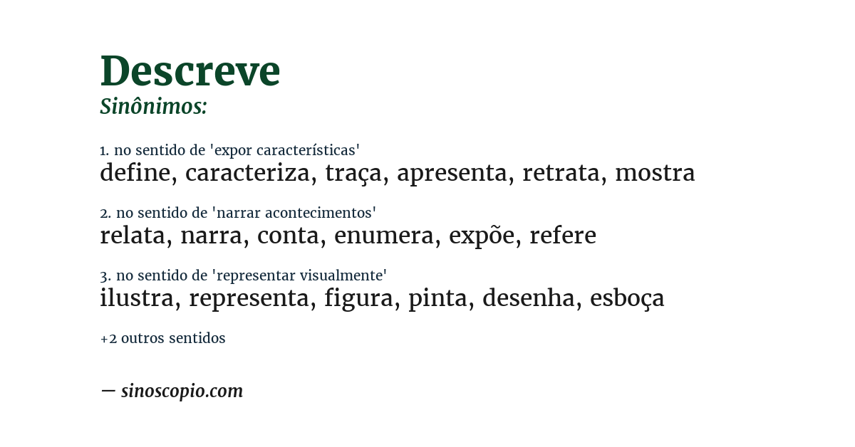Sinônimo de descreve