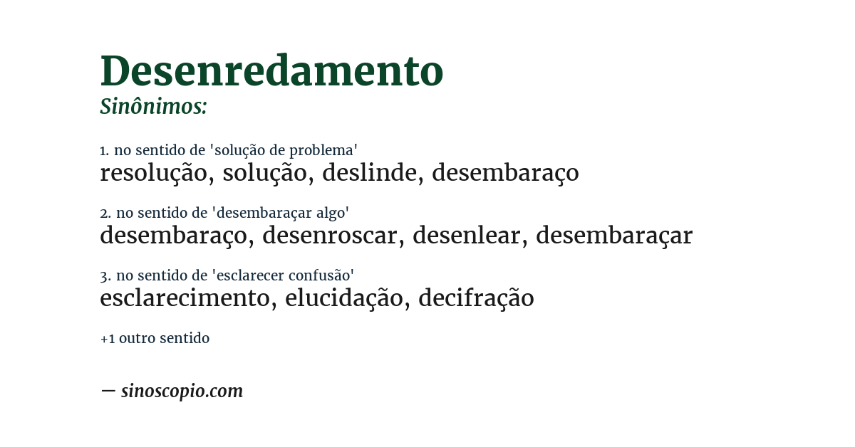 Sinônimo de desenredamento