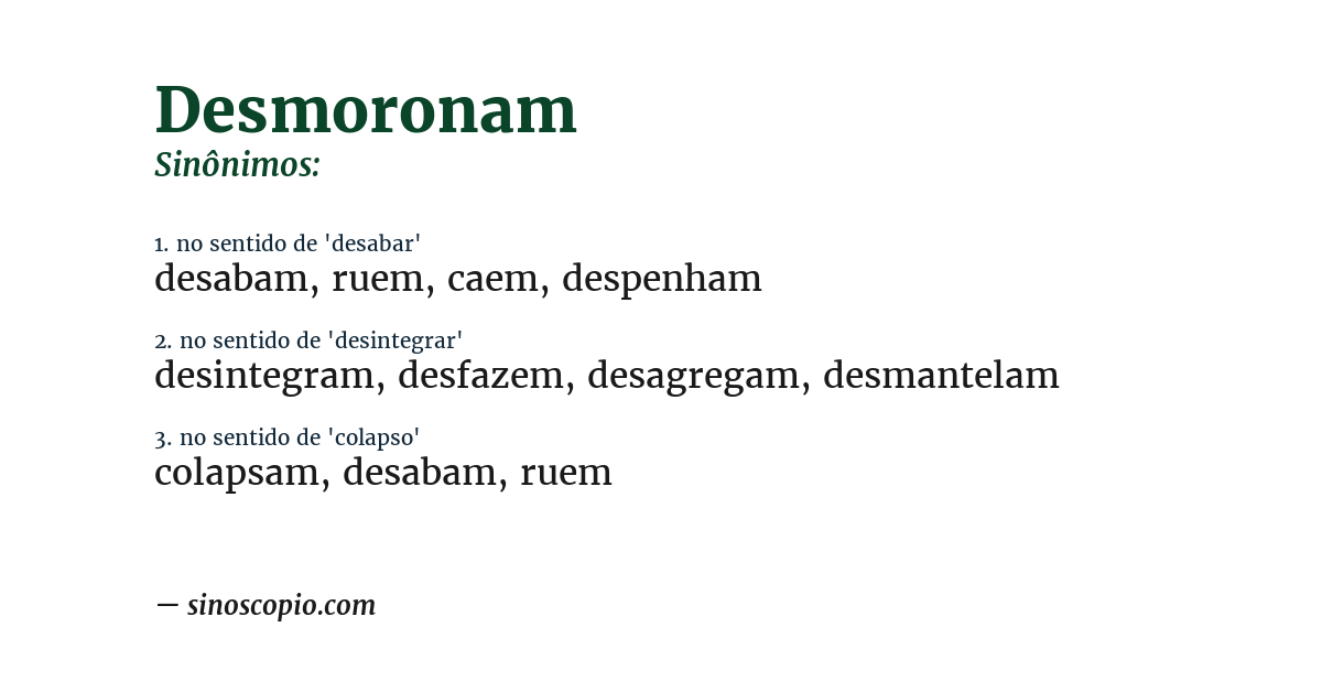 Sinônimo de desmoronam