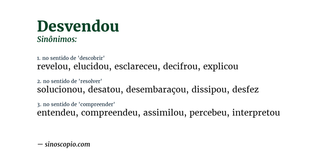 Sinônimo de desvendou